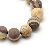 Frosted Natural Zebra Jasper Round Bead Strands G-M064-6mm-03-2