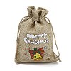 Christmas Printed Burlap Packing Pouches Drawstring Bags ABAG-Q053-02A-10-3
