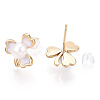 Clover Natural Pearl Stud Earrings with Enamel PEAR-N020-05O-1