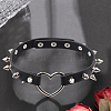 2Pcs Adjustable Gothic PU Leather Alloy Heart Spike Rivet Heart Choker Necklaces for Women NJEW-CL0001-17A-4