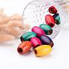 Mixed Lead Free Oval Natural Wood Beads X-WOOD-S619-M-LF-3