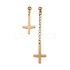 Christian Upside Down Cross 201 Stainless Steel Dangle Stud Earrings LS-EJEW-P314-01C-G-4