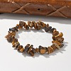 Unisex Chip Natural Tiger Eye Beaded Stretch Bracelets BJEW-S143-02-5
