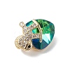 Real 18K Gold Plated Rack Plating Brass Micro Pave Clear Cubic Zirconia Pendants KK-C015-09G-09-2
