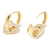 Rack Plating Brass Heart Dangle Hoop Earrings with Cubic Zirconia EJEW-A103-06G-2