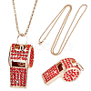 1Pc Iron Rhinestone Whistle Pendant Popcorn Chain Necklaces for Women NJEW-DR0001-03D-1