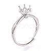 Rhodium Plated 925 Sterling Silver Micro Pave Cubic Zirconia Engagement Solitaire Ring Settings STER-T008-19P-1