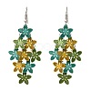 430 Stainless Steel Flower Dangle Earrings EJEW-A137-07P-03-4