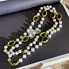 Alloy & Imitation Pearl & Oval Lampwork Beaded Long Necklaces for Women FS-WG23C77-01-3