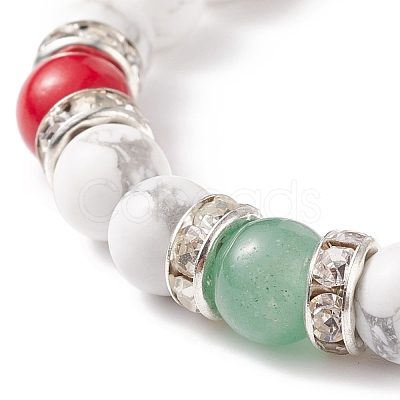 Natural Green Aventurine & Howlite & Mashan Jade Stretch Bracelet BJEW-TA00149-1
