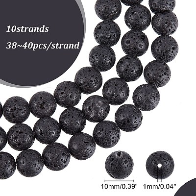 Synthetic Lava Rock Beads Strands G-S277-10mm-01-1