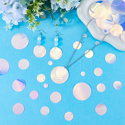300pcs 5 Styles Iridescent PVC Paillette/Sequins Pendants PVC-SC0001-10-1