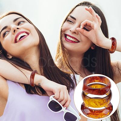 3Pcs 3 Styles Resin Bangles for Women BJEW-UN0001-99B-1