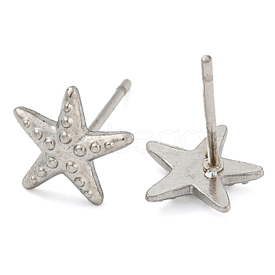 Non-Tarnish Starfish 304 Stainless Steel Ear Studs for Women EJEW-P291-02P-1