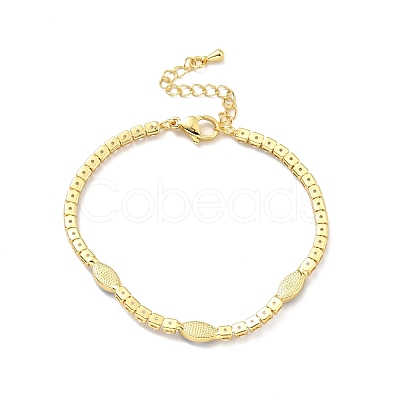 Enamel Horse Eye Link Bracelet with Clear Cubic Zirconia Tennis Chains BJEW-G650-02G-1