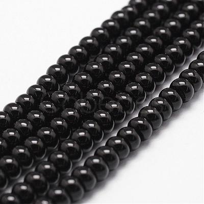 Natural Black Onyx Beads Strands G-P161-19-6x4mm-1