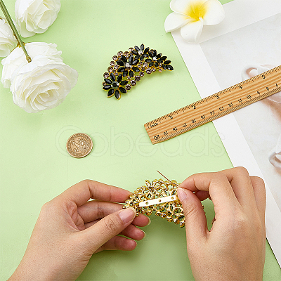 2Pcs Flower Alloy Rhinestone Brooch JEWB-FG0001-70A-1