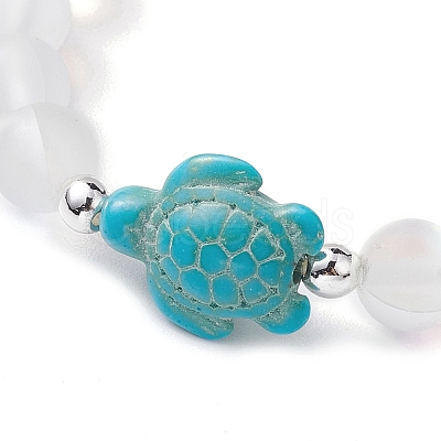 3Pcs Beach Dolphin & Turtle & Starfish Dyed Synthetic Turquoise Bead Bracelets BJEW-JB10252-1
