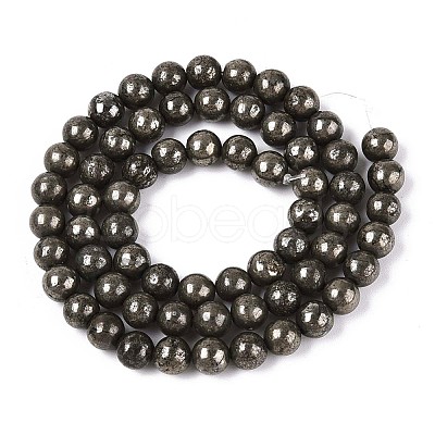 Natural Pyrite Beads Strands X-G-S249-01-6mm-1