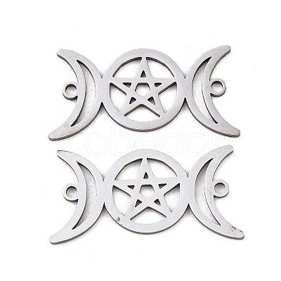 201 Stainless Steel Hollow Triple Moon Links Connector Charms STAS-I364-10P-1
