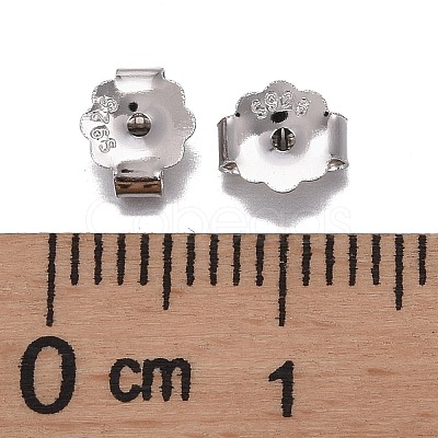 Rhodium Plated 925 Sterling Silver Friction Ear Nuts STER-L063-09P-1