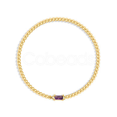 Birthstone 304 Stainless Steel Pave Cubic Zirconia Link Bracelets FS-WG4804B-07-1
