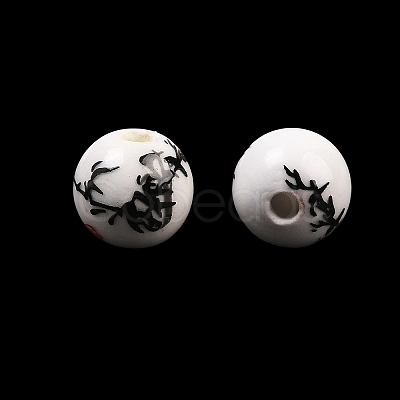 Floral Printed Porcelain Beads PORC-Q200-8mm-1-1