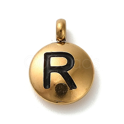 304 Stainless Steel Black Enamel Charms STAS-R009-01G-R-1