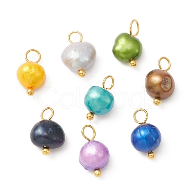 Dyed Natural Cultured Freshwater Pearl Charms PALLOY-JF02133-01-1