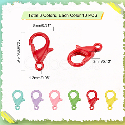 60Pcs 6 Colors Spray Painted Eco-Friendly Alloy Lobster Claw Clasps FIND-PH0004-93-1
