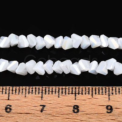 Electroplate Opaque Glass Beads Strands GLAA-N022-4mm-03-1