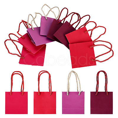 8Pcs 4 Colors Square Paper Gift Bags with Handles CARB-TA0001-18B-1