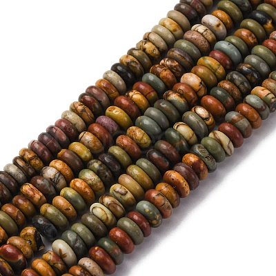 Natural Polychrome Jasper/Picasso Stone/Picasso Jasper Beads Strands G-L624-H04-6x2mm-1