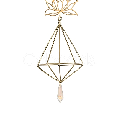 Quartz Crystal & Brass Pendant Decorations HJEW-M007-01G-1