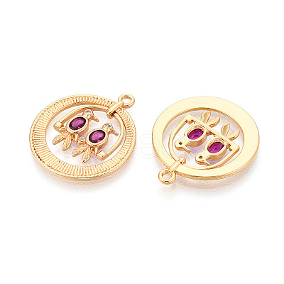 Brass Micro Pave Cubic Zirconia Pendants KK-N263-12G-1