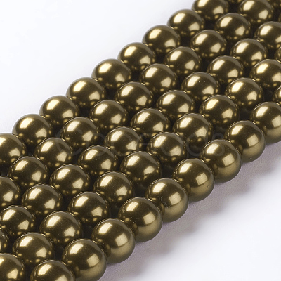 Eco-Friendly Dyed  Glass Pearl Round Beads Strands HY-A002-8mm-RB090-1