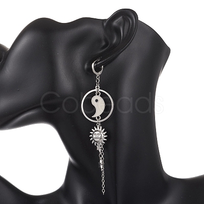 304 Stainless Steel & Brass Hoop Earrings EJEW-TA00802-1