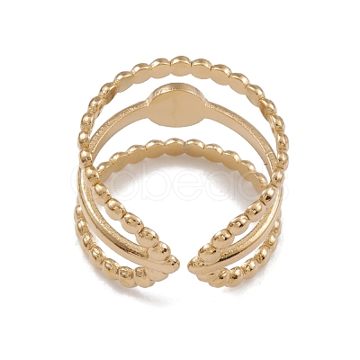Ion Plating(IP) 304 Stainless Steel Triple Line Open Cuff Ring Findings X-RJEW-G285-32G-1
