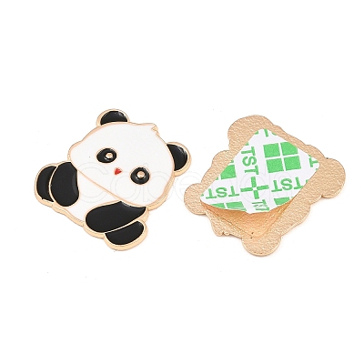Panda Alloy Enamel Cabochons AL-CBA1A6F-06KCG-E-1
