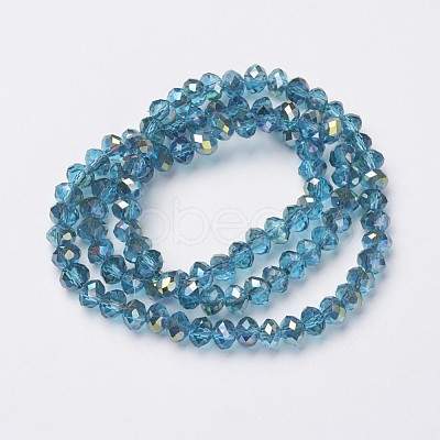 Electroplate Transparent Glass Beads Strands EGLA-A034-T6mm-S18-1