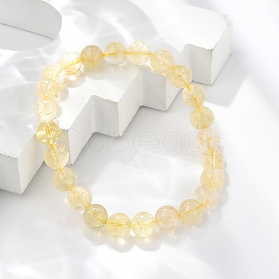Natural Citrine Beaded Stretch Bracelets BJEW-I253-8mm-21-1