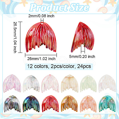 Olycraft 24Pcs 12 Colors Grandient Color Resin Pendants RESI-OC0001-55-1