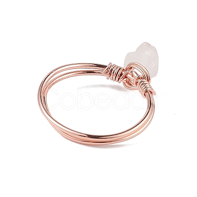 Natural Rose Quartz Chips Finger Ring RJEW-L082-03RG-04-1