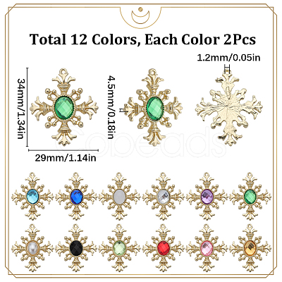 24Pcs 12 Colors Acrylic Pendants FIND-SC0005-63-1