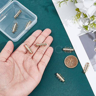 10Pcs Tube Brass Slide Lock Clasps KK-GA0002-44-1