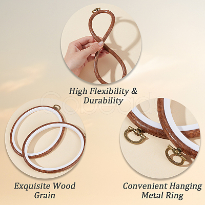 PP & PVC Plastic Imitation Wood Cross Stitch Embroidery Hoops DIY-WH20055-058B-02-1