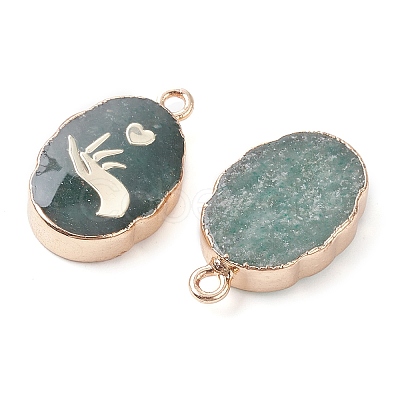 Natural Green Aventurine Oval Pendants G-C102-07G-05-1