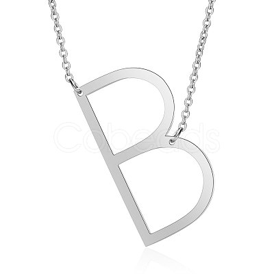 Non-Tarnish 201 Stainless Steel Initial Pendants Necklaces NJEW-S069-JN003D-B-1