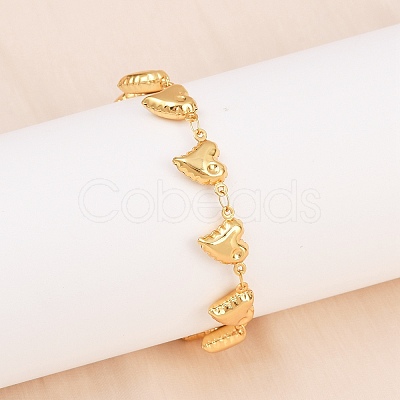 304 Stainless Steel Heart Link Chain Bracelets for Valentine's Day Gift BJEW-D359-17D-G-1