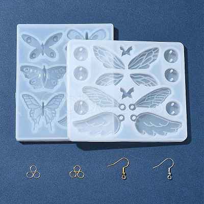 2Pcs 2 Styles DIY Butterfly Ornament Silicone Molds DIY-FS0010-05-1